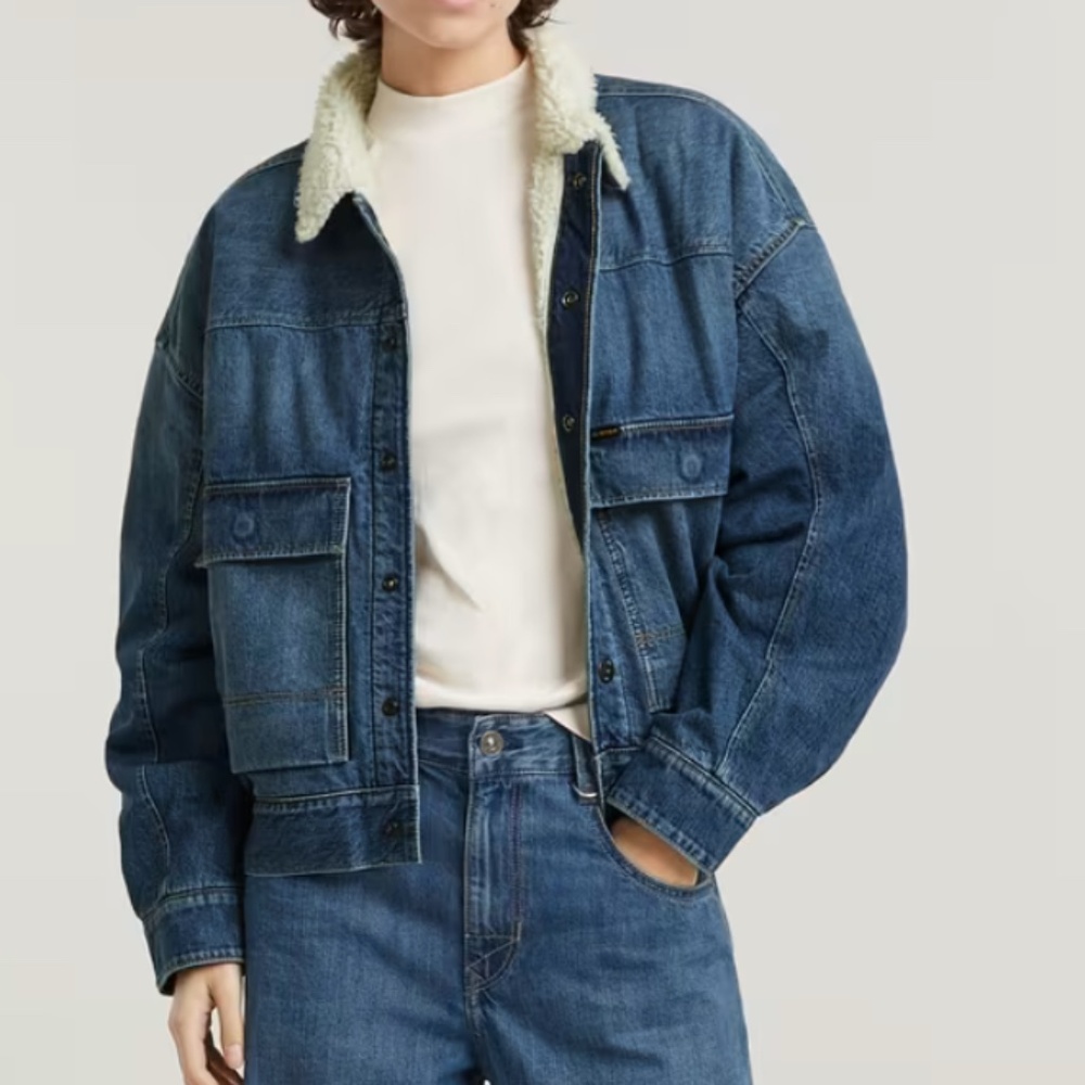 G-Star Drifter Sherpa Jacket Small Faded Cliffside Blue